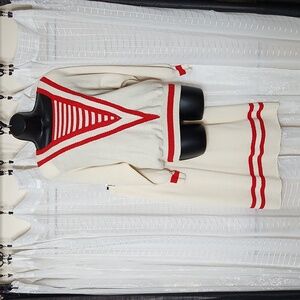 Mike Korwin Vintage 80's Sailor Knit 2 Piece Suit/Dress W/ Shoulder Pads SzL